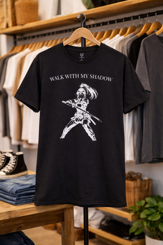 T-shirt noir graphique – WALK WITH MY SHADOW