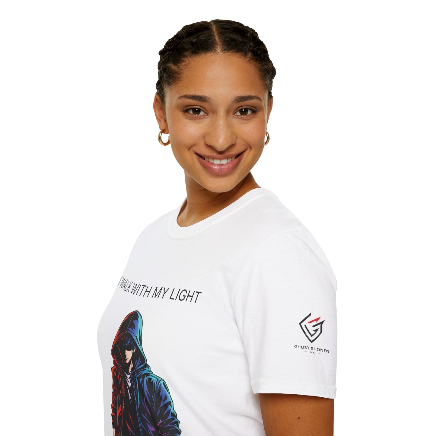 T-shirt blanc graphique – I Walk With My Light