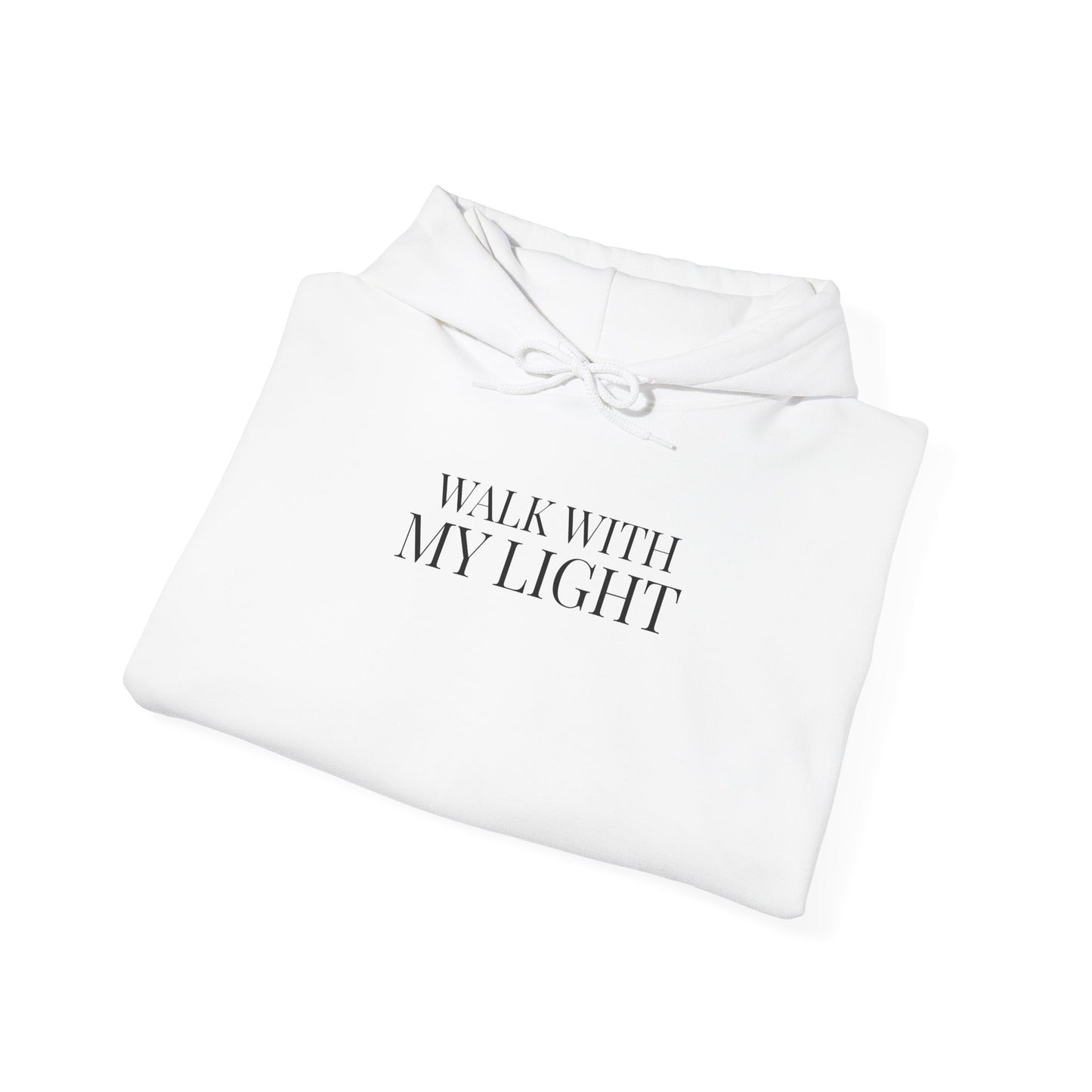 Sweat à capuche blanc – WALK WITH MY LIGHT