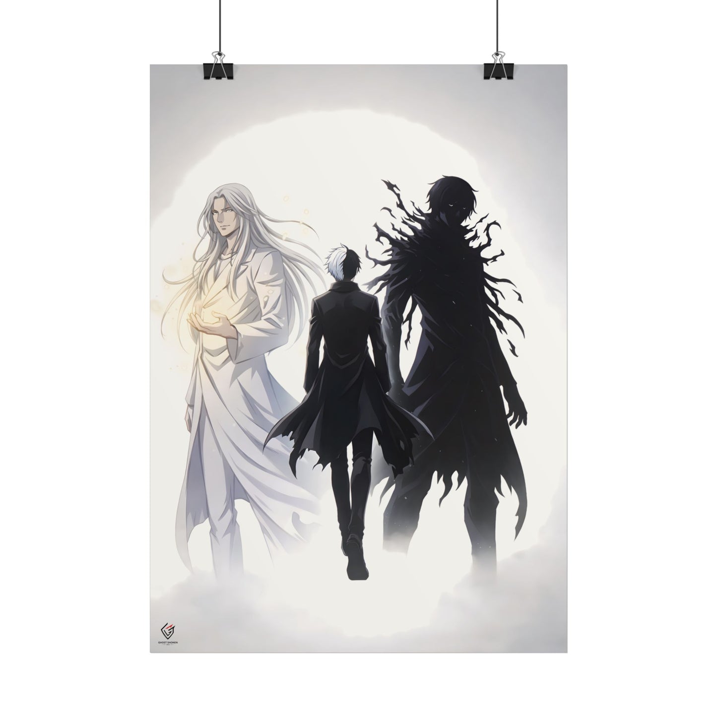 Affiche shonen lumière et ombre — Poster manga minimaliste