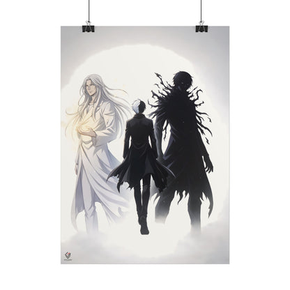 Affiche shonen lumière et ombre — Poster manga minimaliste