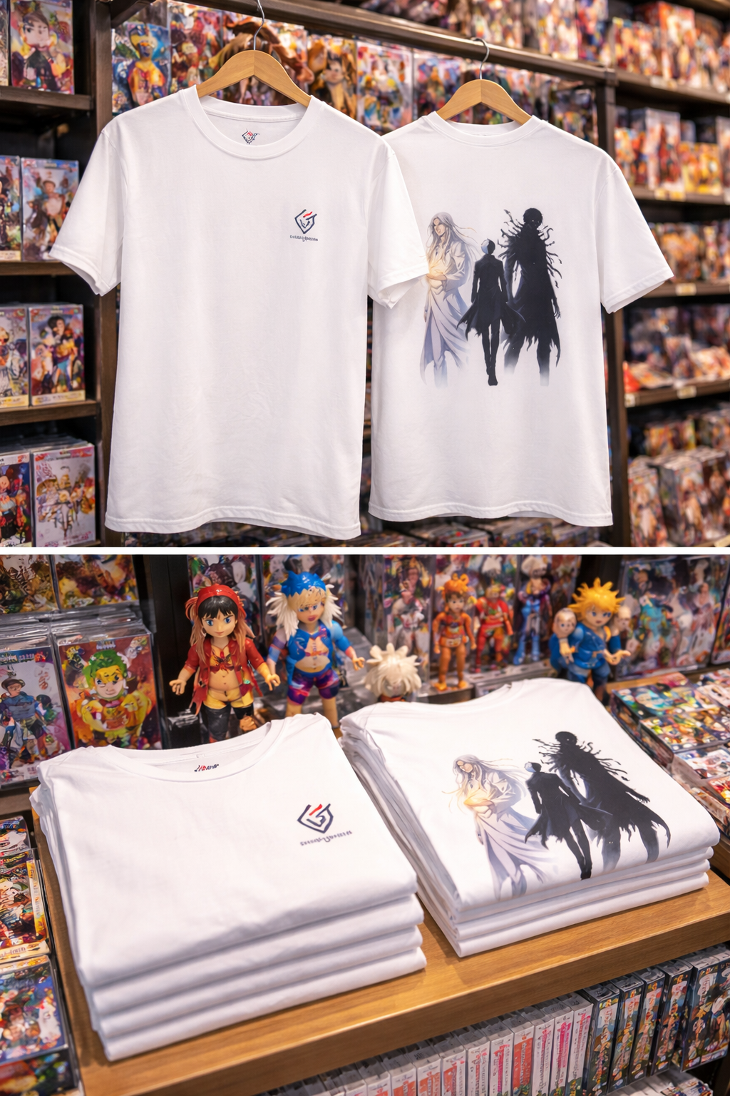 T-shirt blanc graphique – LIGHT & SHADOW