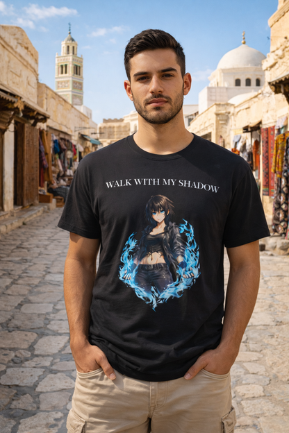 T-shirt noir graphique – WALK WITH MY SHADOW