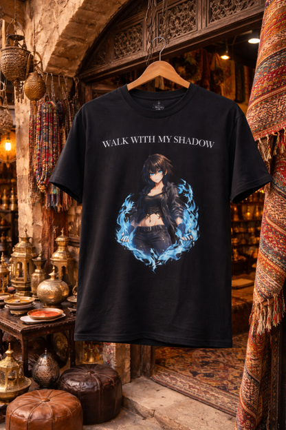 T-shirt noir graphique – WALK WITH MY SHADOW