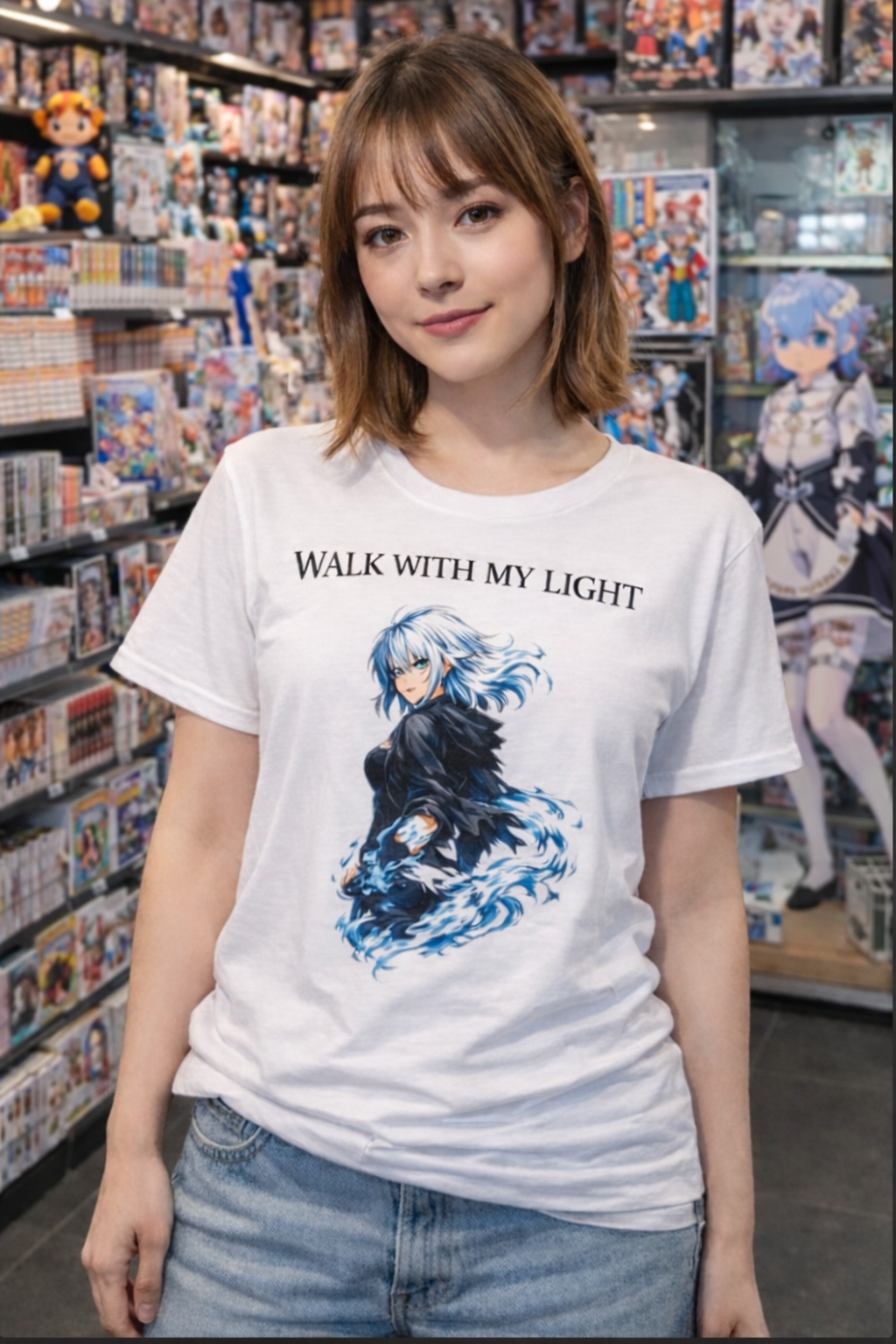 T-shirt blanc graphique – WALK WITH MY LIGHT