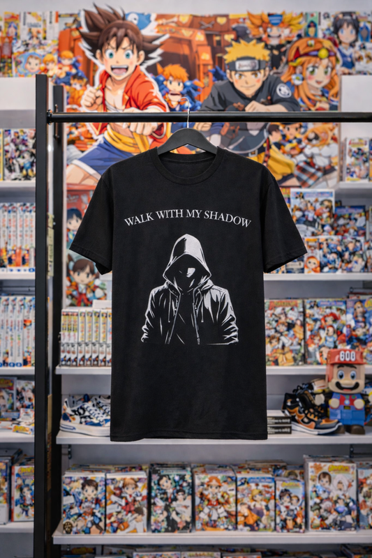 T-shirt noir graphique – WALK WITH MY SHADOW