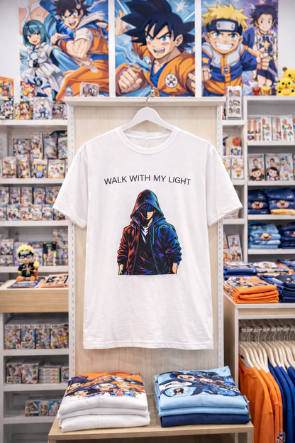 T-shirt blanc graphique – WALK WITH MY LIGHT
