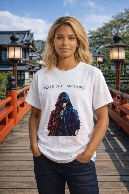 T-shirt blanc graphique – WALK WITH MY LIGHT