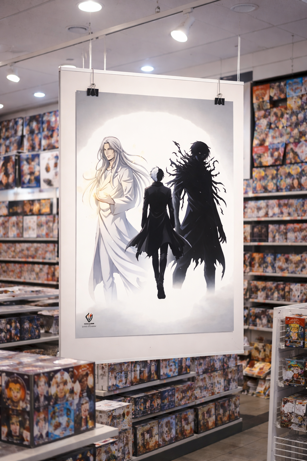 Affiche shonen lumière et ombre — Poster manga minimaliste