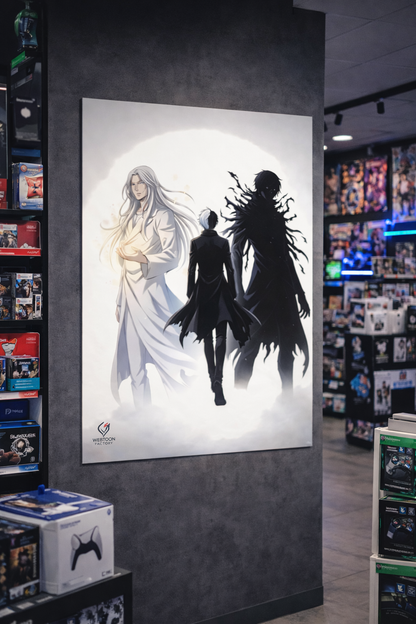 Affiche shonen lumière et ombre — Poster manga minimaliste