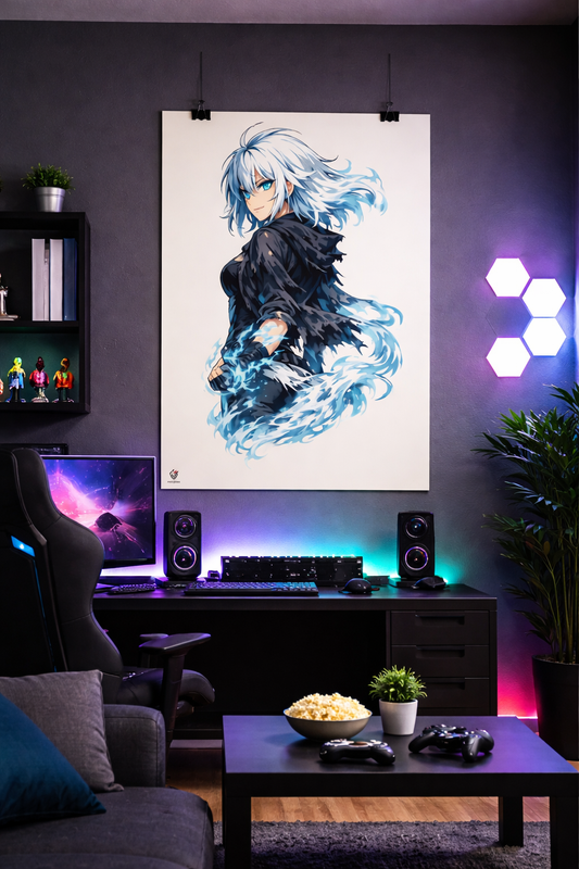 Affiche shonen lumière — Energie Bleue