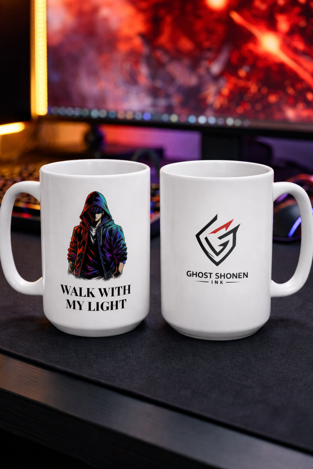 Mug blanc graphique – WALK WITH MY LIGHT