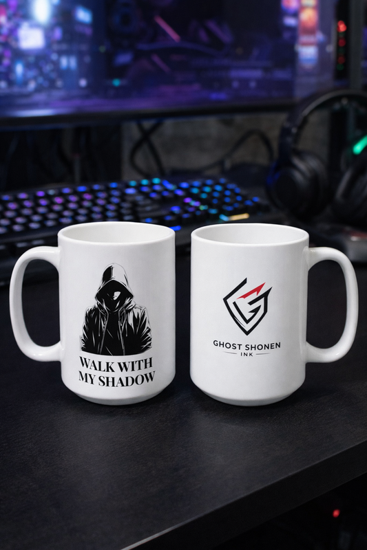 Mug blanc graphique – WALK WITH MY SHADOW