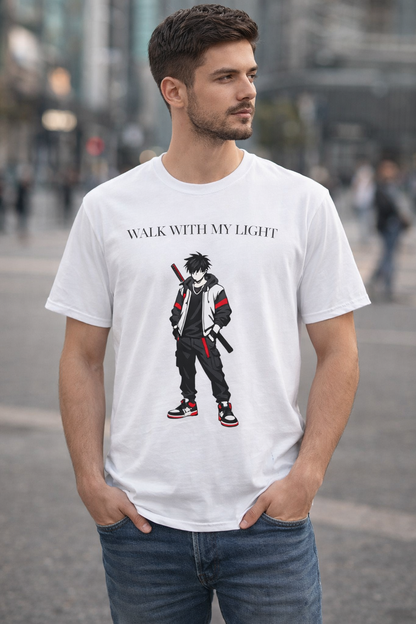 T-shirt blanc graphique – WALK WITH MY LIGHT