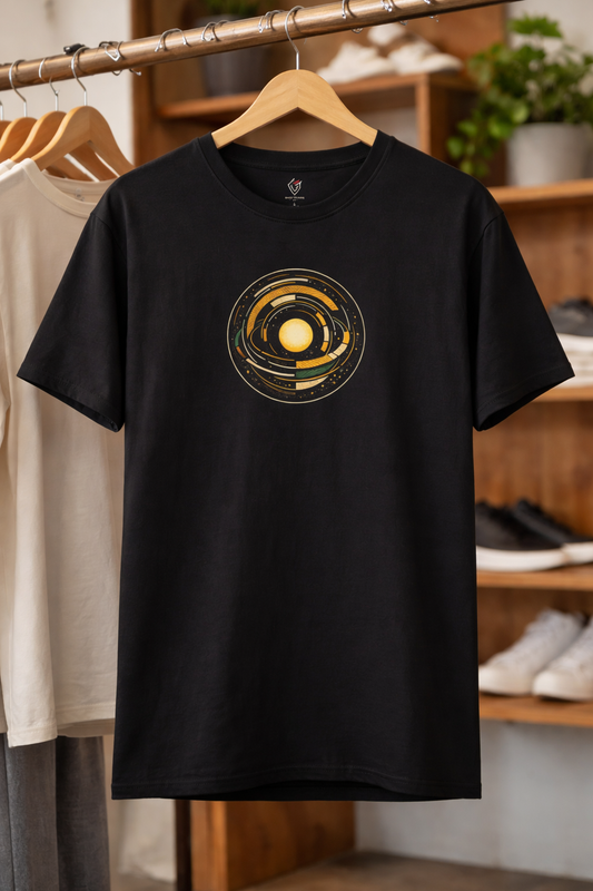 T-shirt noir graphique – ORBITAL CORE