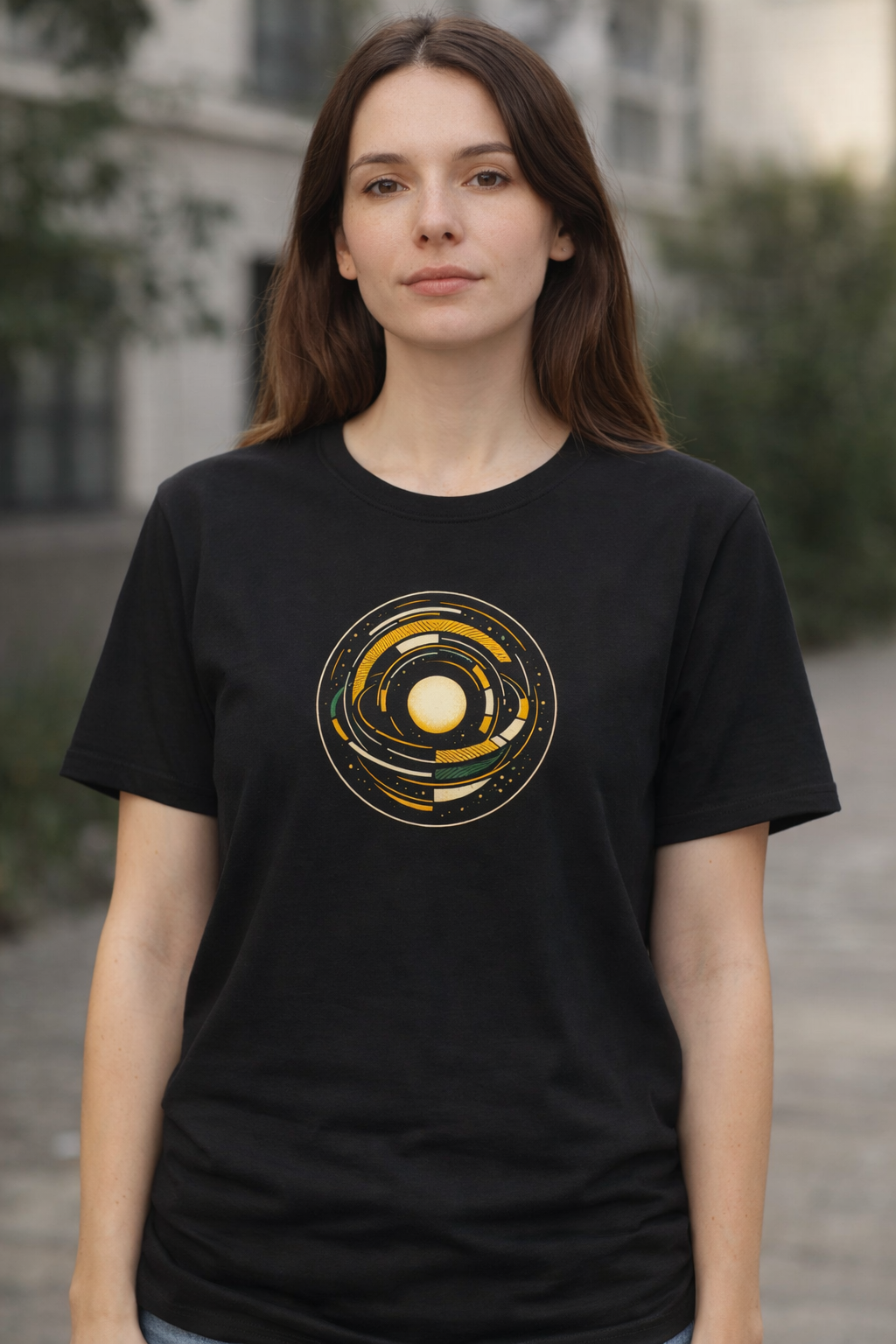 T-shirt noir graphique – ORBITAL CORE