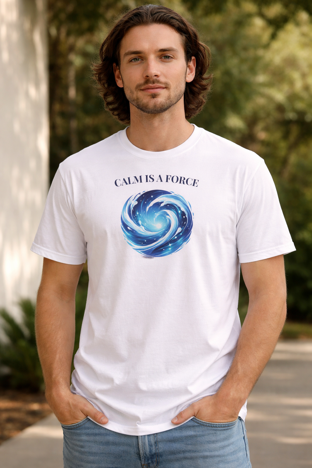 T-shirt blanc graphique – Élément : Eau