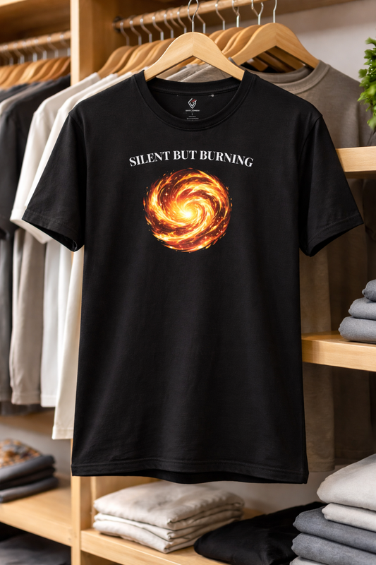 T-shirt noir graphique – Élément : Feu