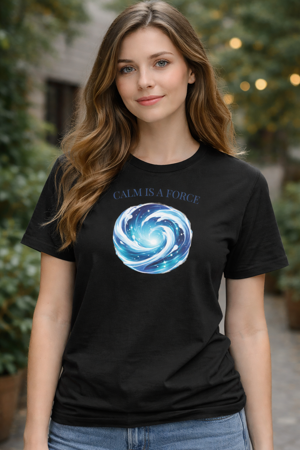 T-shirt noir graphique – Élément : Eau