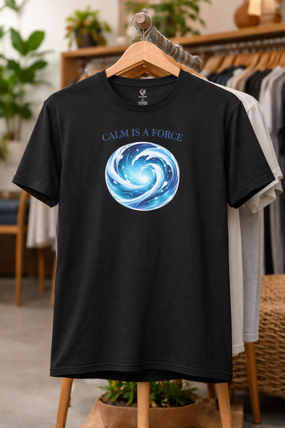 T-shirt noir graphique – Élément : Eau