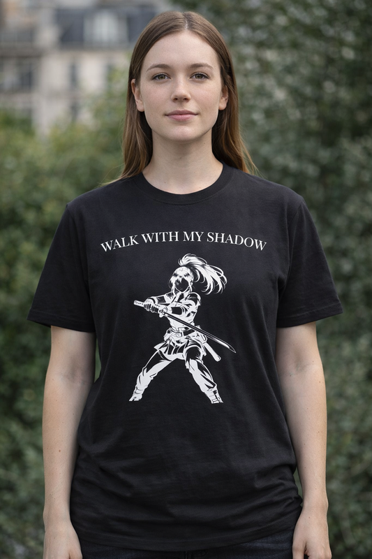 T-shirt noir graphique – WALK WITH MY SHADOW