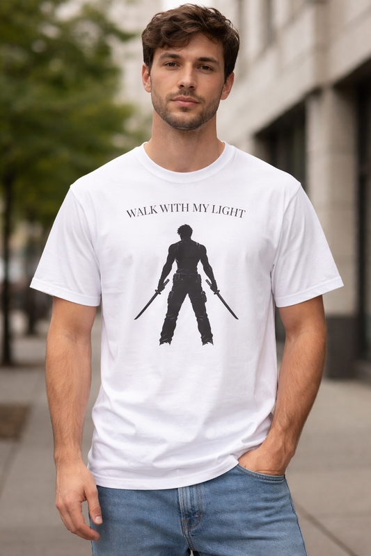 T-shirt blanc graphique – WALK WITH MY LIGHT