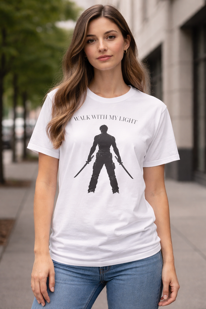T-shirt blanc graphique – WALK WITH MY LIGHT