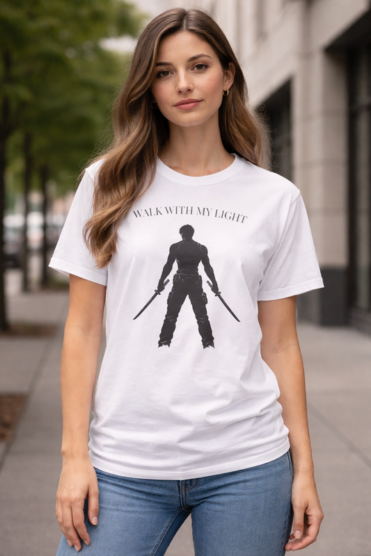T-shirt blanc graphique – WALK WITH MY LIGHT