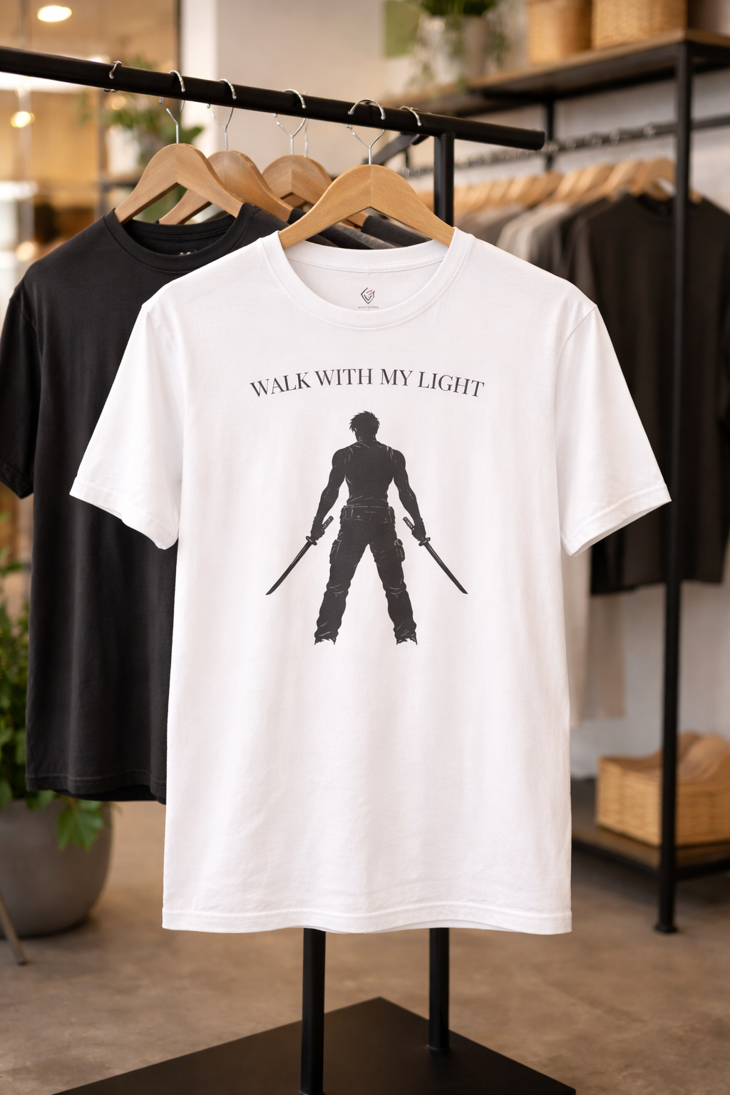 T-shirt blanc graphique – WALK WITH MY LIGHT