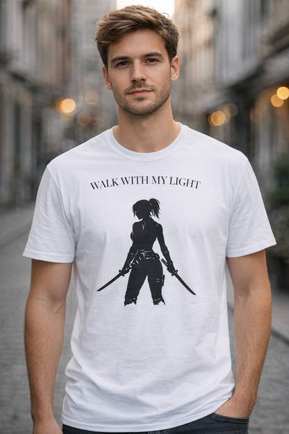 T-shirt blanc graphique – WALK WITH MY LIGHT