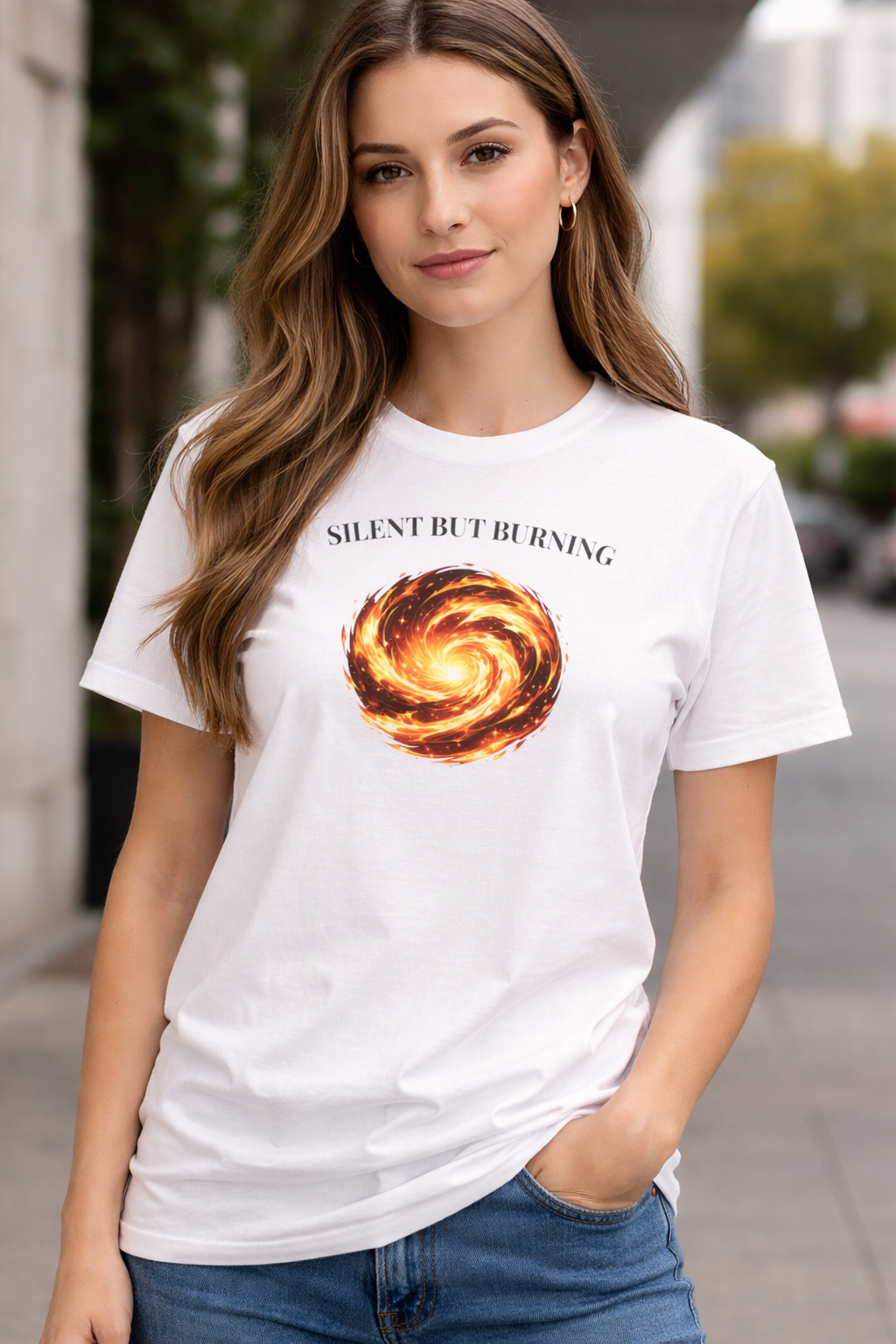 T-shirt blanc graphique – Élément : Feu