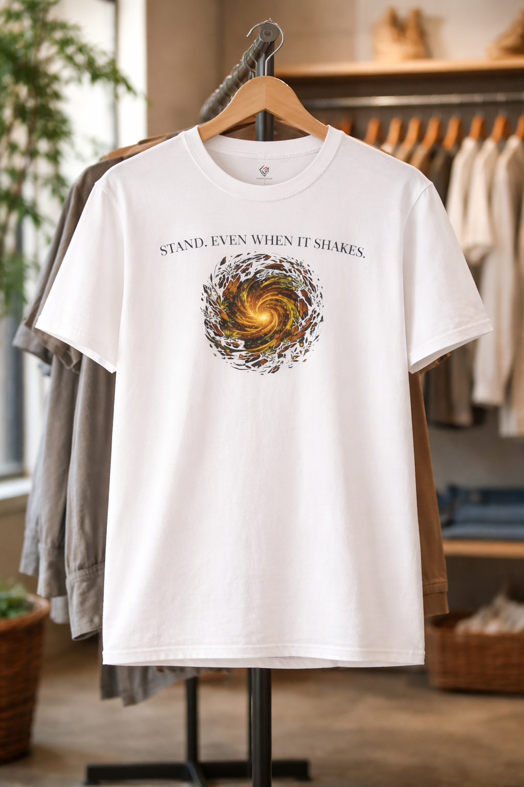 T-shirt blanc graphique – Élément : Terre