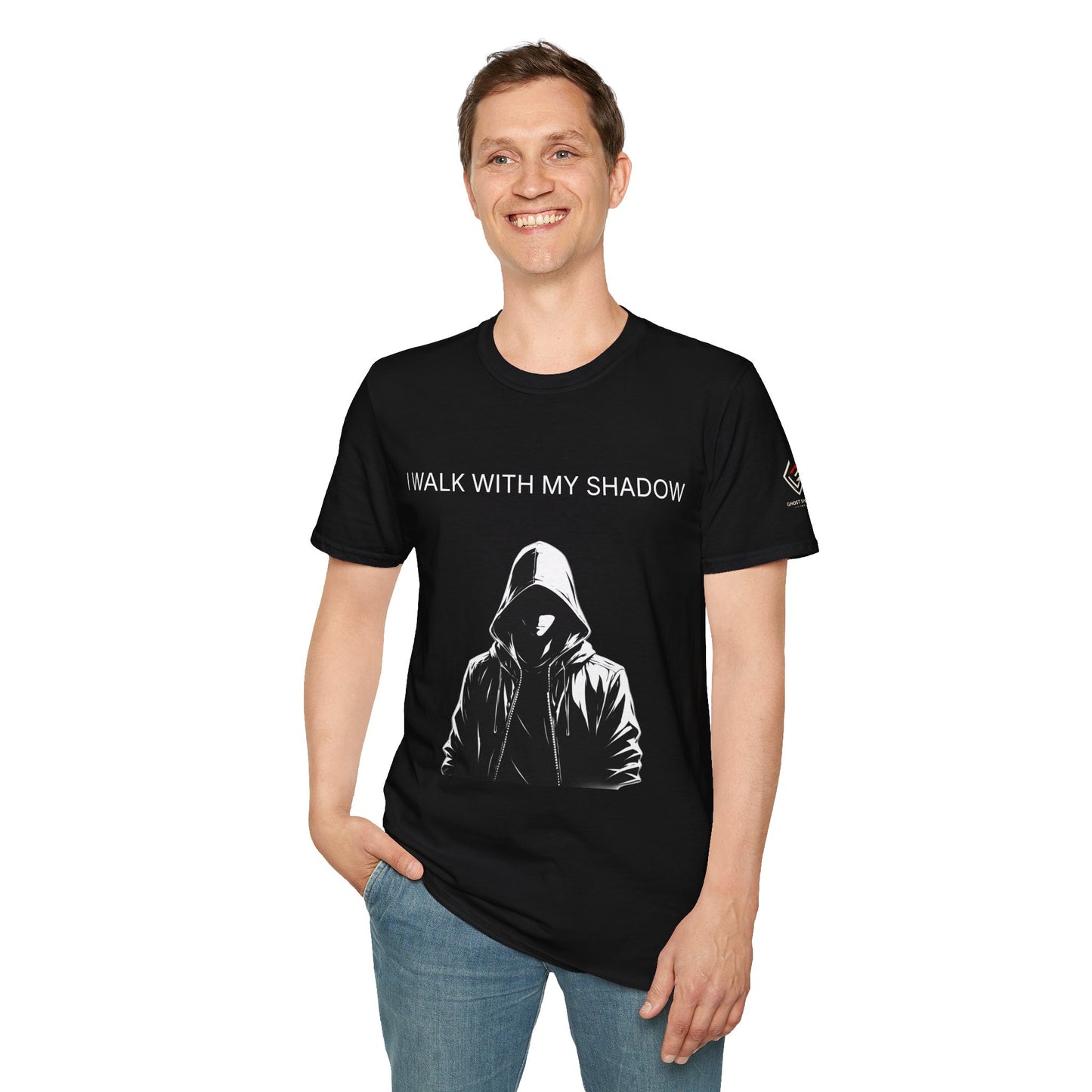 T-shirt noir graphique – I Walk With My Shadow